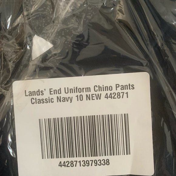 NWT LANDS' END UNIFORM GIRL'S CHINO PANTS CLASSIC NAVY 10 - Picture 4 of 6